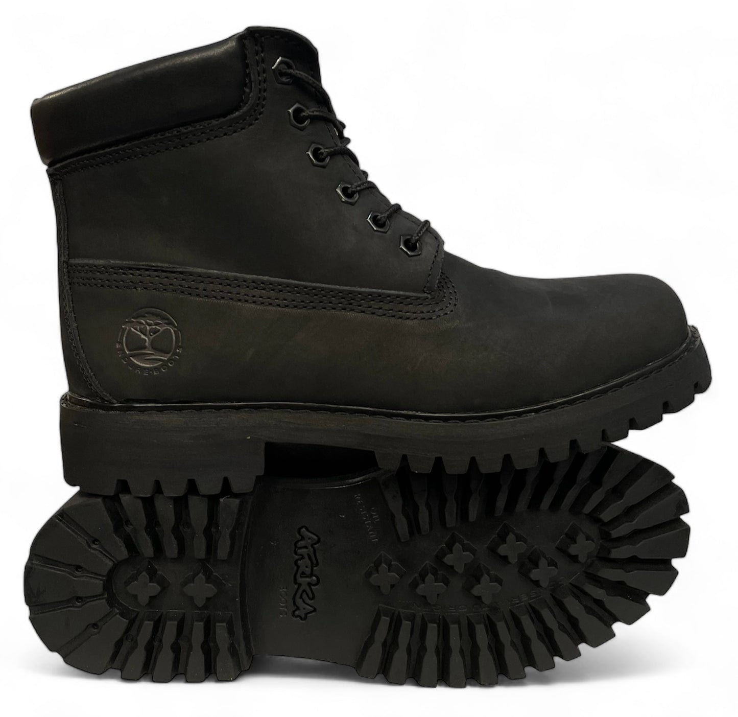 Bota Estilo Timberland Color Negro Uso Casual Uso Rudo Piel%