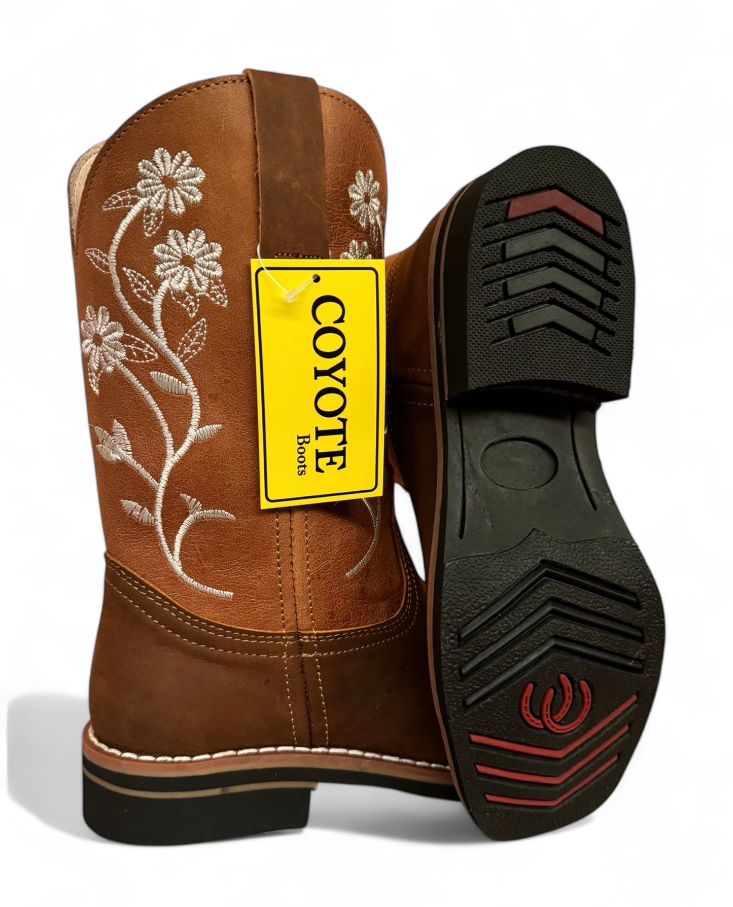 Bota Rodeo Dama Vaquera Piel Flores Elegantes Suela Vaqueta