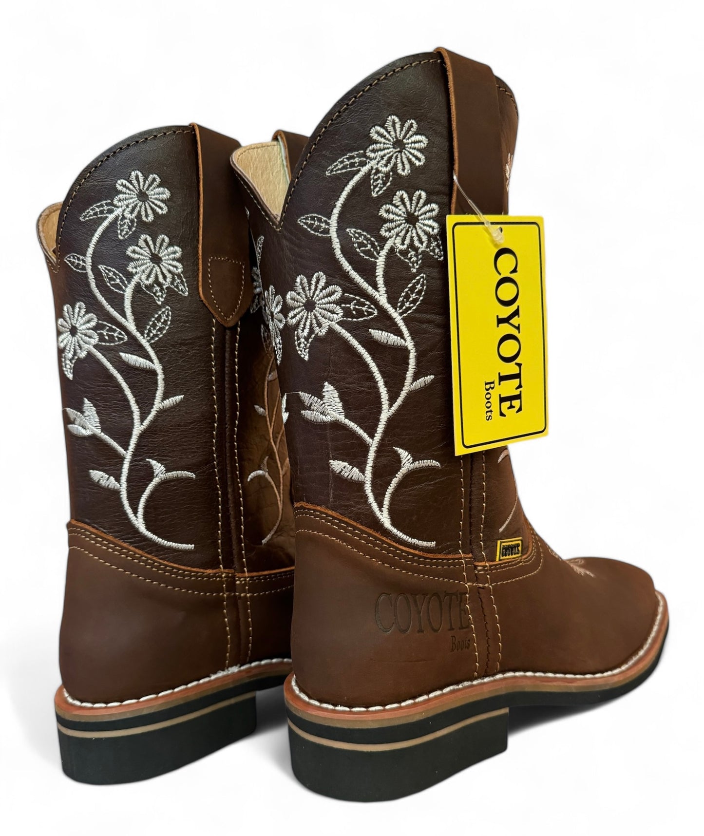 Bota Rodeo Dama Vaquera Piel Flores Elegantes Suela Vaqueta