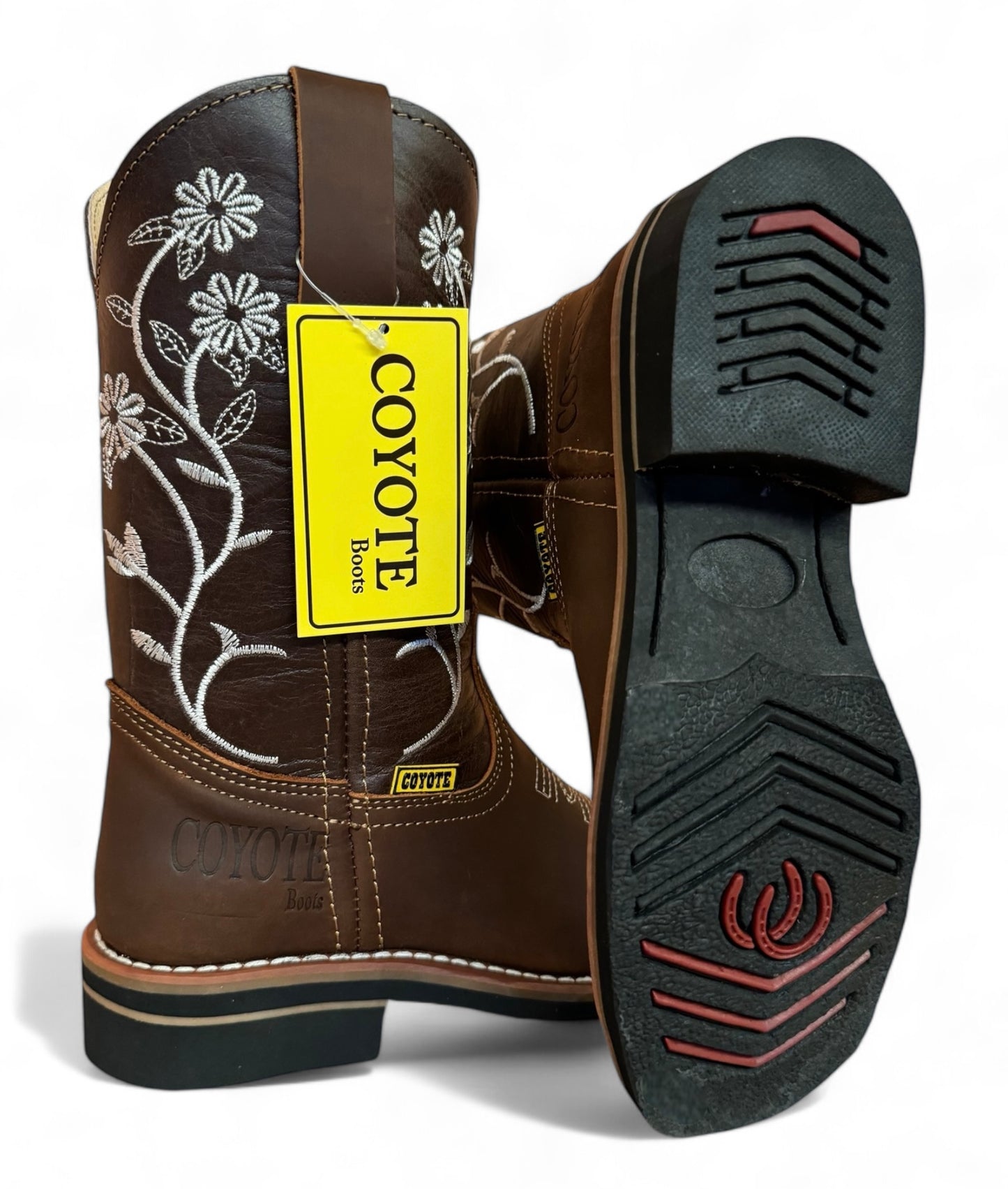 Bota Rodeo Dama Vaquera Piel Flores Elegantes Suela Vaqueta