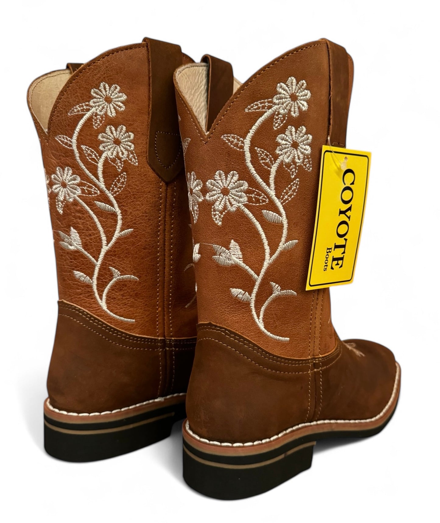 Bota Rodeo Dama Vaquera Piel Flores Elegantes Suela Vaqueta